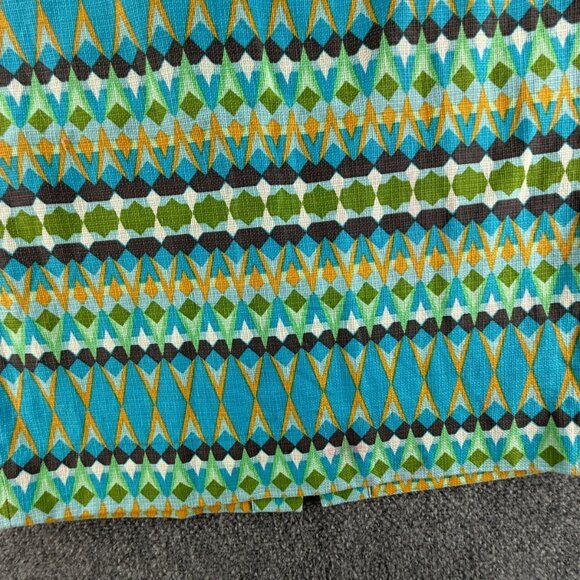 J Crew Pencil Skirt Women Green Blue Geometric Size 6 Back Zip Cotton Office - Picture 13 of 16
